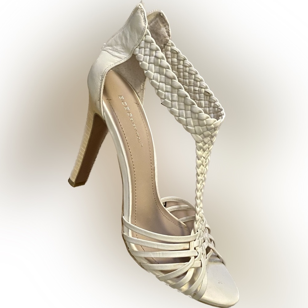 BCBGeneration Woven Leather Heeled Sandal